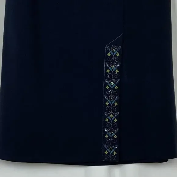 Nancy Bolen Black Embroidered Beaded Midi Skirt Size 14 - Picture 3 of 11